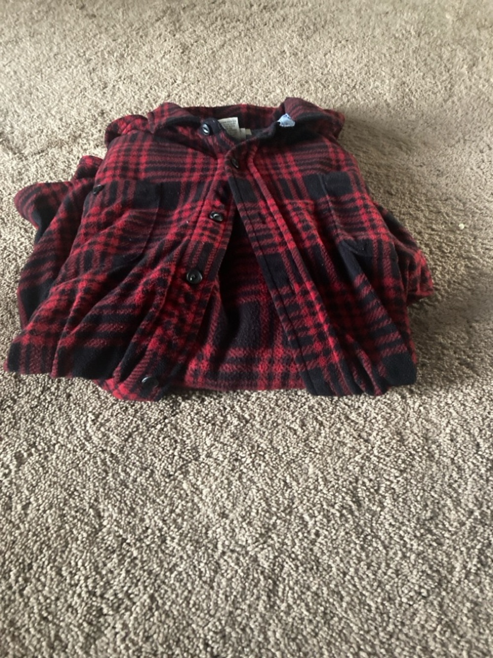 L.L. Bean Red & Black Plaid Button-Down Shirt